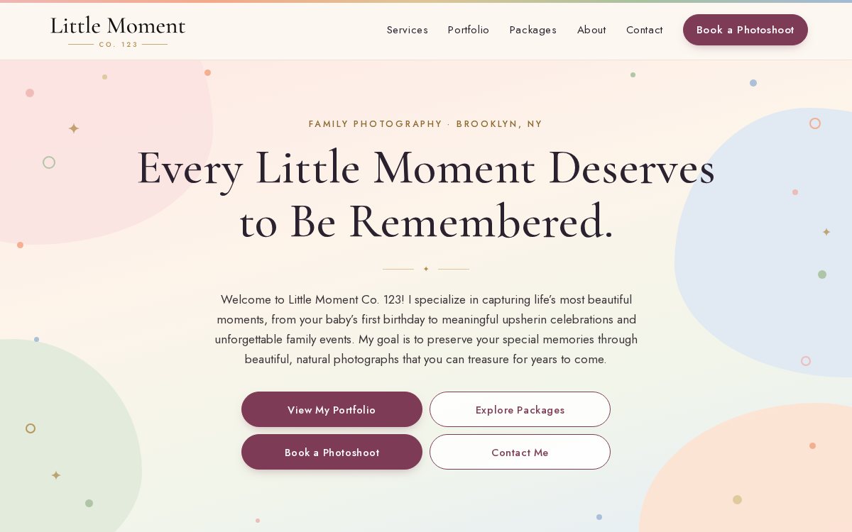 Little Moment Co. 123 website on desktop